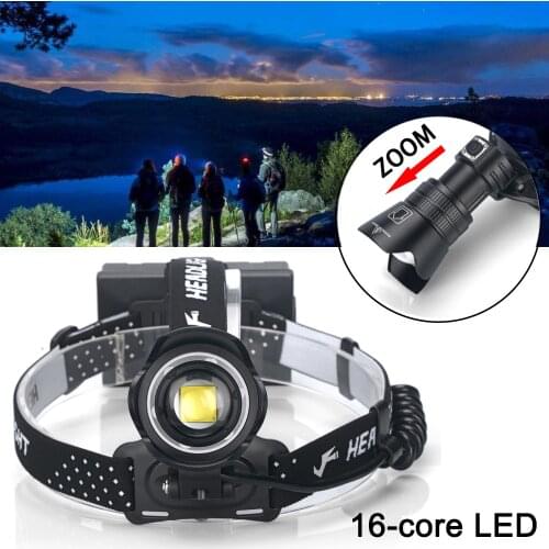 SecurityIng Powerful Zoom Headlamp Rechargeable 18650 USB Head Lamp with 3 Mode Light and Power Display Headlight for Hunting