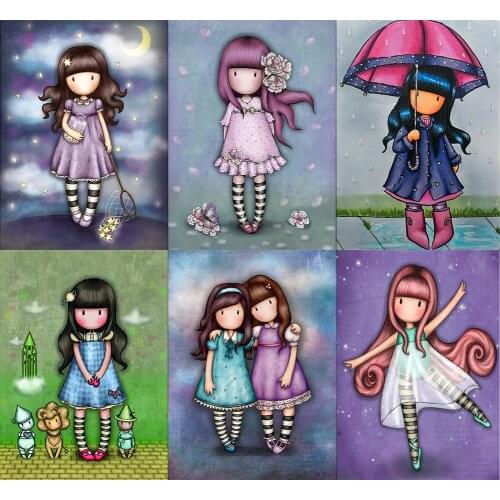 5D DIY Full Round Drill Diamond Painting Gores Doll Paintings Cartoon Mosaic Beadwork Mosaic Kit Rhinestone Drawing Art Craft