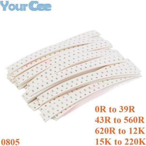 500pcs(25Values*20pcs) 0805 5% SMD Resistor Kit Assorted Kit Resistance DIY Kit Electronic Component 620R 12K 43R 560R 15K 220K
