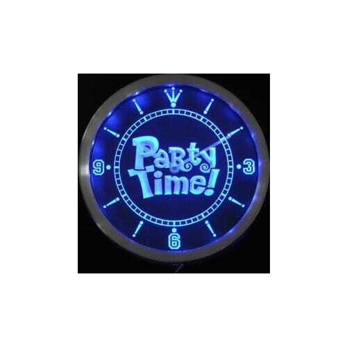 Nc0361 Party Time Happy Hour Bar Beer Room Neon Light Signs LED Wall Clock
