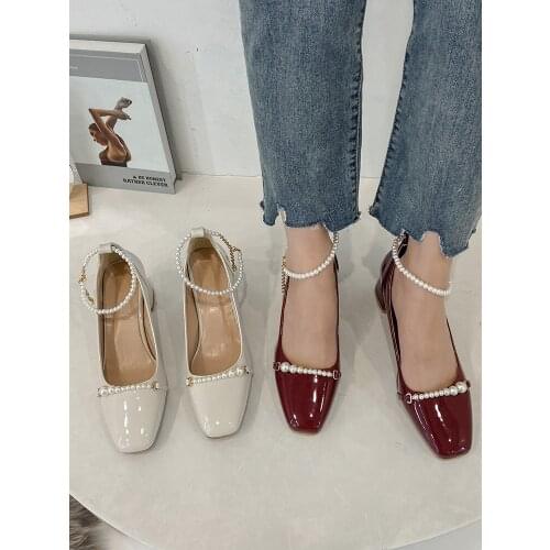 2021 spring and autumn new womens shoes high heels square toe shoes all-match thick heel high heel womens shoes