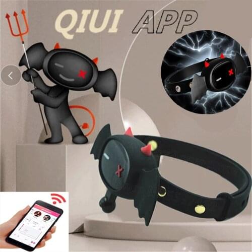 QIUI APP Control Electric Shock Collar Adult Games Little Devil BDSM Slave Restriction Sex Toys For Couples Electro Stimulation