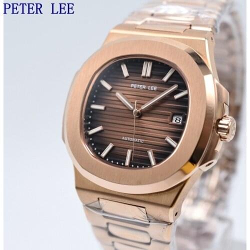 PETER LEE Top Brand Luxury Rose Gold Full Stainless steel Automatic Mechanical Watch Male Clocks Unisex Sport Watch Classic Men