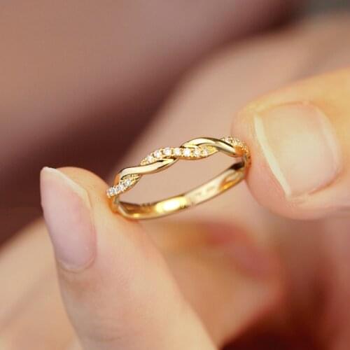 2021 New Fashion Geometric Woven Twist Rings Korean Classic 925 Sterling Silver Gold Plated Female Jewelry Gift Accessories Ring