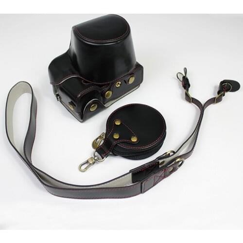 Portable PU Leather Case camera bag For Sony A7C Alpha 7C ILCE-7C Protective Cover shell Shoulder Strap Battery Opening