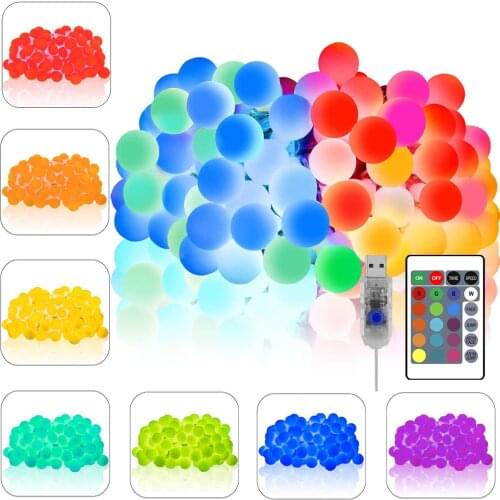 10M 60leds Usb 16 Color Changing Christmas Lights Remote Globe Fairy Garland Christmas Wedding Outdoor Street Festival Decor