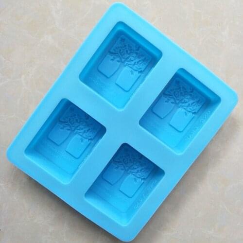 4 Even Happiness Tree Silicone Chocolate Mold Easy to Release Soap Form Fondant Molds Candy Bar Cake Decorating Tools