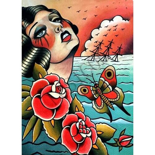 Tattoos Design Art Wall Chart Movie Poster Retro Kraft Paper HD Print Painting Vintage Posters Home Room Art Wall Stickers GR8