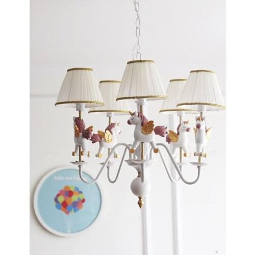 Trojan lamp childrens room lamp model room soft decoration boy girl Princess room bedroom chandelier American lamp