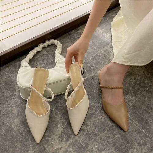 Low Shoes Womans Slippers Cover Toe Luxury Slides Shose Female Mule 2020 Flat Summer Pointed Designer lykj-yx