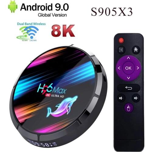 Smart H96 MAX X3 Android 9.0 TV Box Amlogic S905X3 2.4G&5G Dual Wifi BT4.0 1000M 8K Andorid Set-top Box 4GB 64GB Box