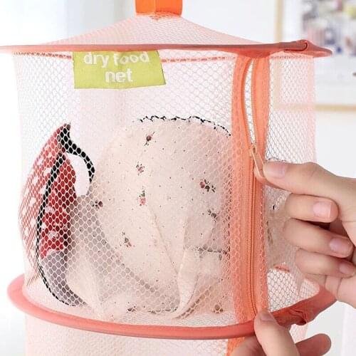 Windproof Folding Multi-Layer Drying Rack Mesh Clothes Dryer Net Colorful Underwear Bra Laundry Sweater Hanging Basket