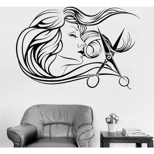 Barbershop Model Logo Vinyl Wall Decal Beauty Salon Hair Stylist Fashion Shop Window Stickers Art Decor Pattern Wallpaper LC1539