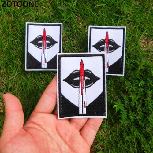 Lips Embroidered Iron On Patch For Clothing DIY Creative Badges Hot Transfer Stickers Sew On Clothes Denim Jacket Appliques F