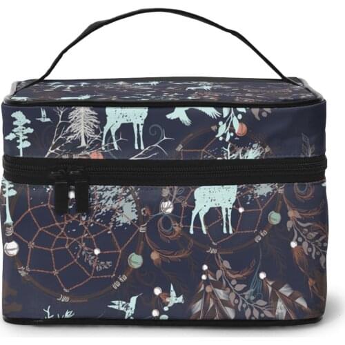 2021 Women Makeup Bag Cosmetic Bags Boho Deer And Dreacatcher Ladies Beauty Case Cosmetics Organizer Toiletry Bag