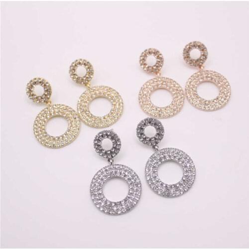 Women Gift Geometric Earrings Dangle Jewelry Luxury Crystal Drop Lady Round