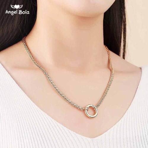 Venitian Curb Snail Foxtail Link Chains Necklace Slender Chain European&America 585 Rose Golden Paris Necklace Women Jewelry