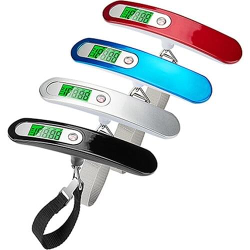 1pc Auto-Zero Electronic Luggage Scale Handled Digital Weighing Scales 50 Kg Baggage Weigher W/LCD Display Hanging Hook Weighers