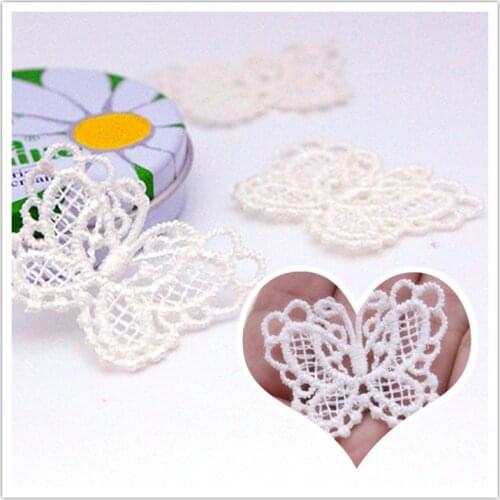 10Pcs Butterfly Soluble Embroidery Lace Patches Cloth Stickers Clothes Wedding Dress Appliques Sew Patch Scrapbooking 3.8*2.8CM