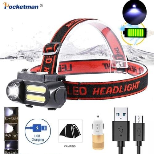 10000LM LED Headlamp Portable Sensor Mini Bicycle 2*COB Searchlight 4 Modes Torch Waterproof Camping Lamp For Night Lighting