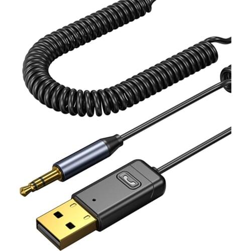 2-in-1 Bluetooth 5.0 Audio Transmitter Receiver USB Wireless Adapter Car AUX Interface Hands Free Call Function