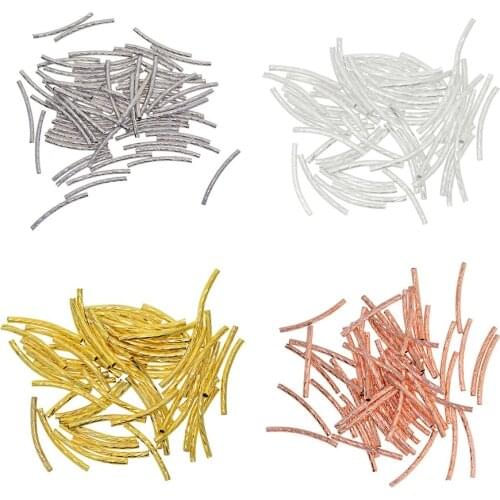 200x Engraved Curved Tube Noodle Beads DIY Jewelry Making Accessories 25x2mm