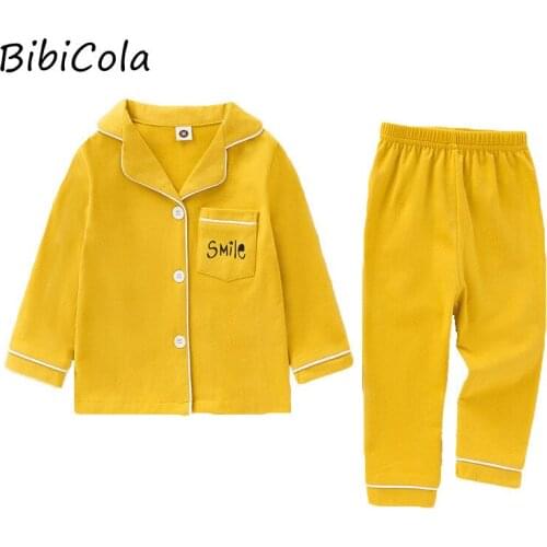2021 new childrens pajamas spring and autumn long-sleeved cardigan for boys and girls childrens baby comfortable home clothes