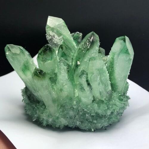 400-450g natural green ghost quartz crystal cluster healing crystals raw gemstone specimen for home&office decoration fengshui