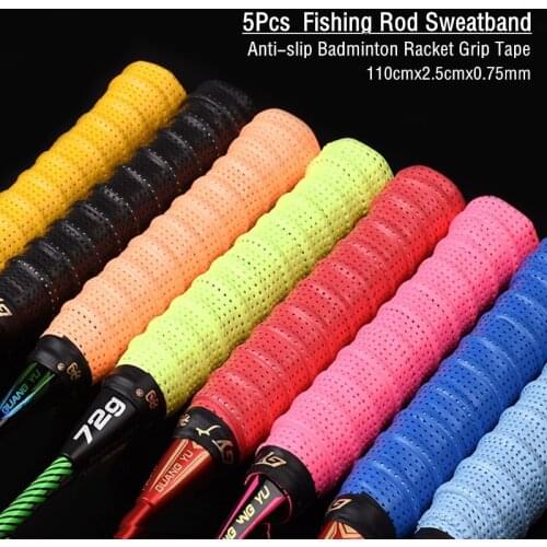 5Pcs Badminton Overgrips Anti-slip Tennis Grip Badminton Racket Hand Glue Sticky Fish Gel Rubber