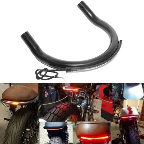 80%HOT Motorcycle Motorbike Upswept Rear Seat U Frame Hoop Loop with LED Tail Light