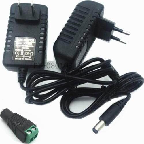 1PCS 24W EU US Plug Driver Adapter AC110V 220V to DC 12V 2A 5.5*2.1mm LED Power Supply For LED Strip Lights Transformer Adapter