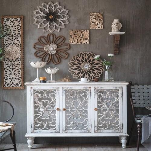 American Retro Carved Entrance Door Porch Cabinet Shoe Glass Sideboard Wall Hanging Homestay Hotel Decoration