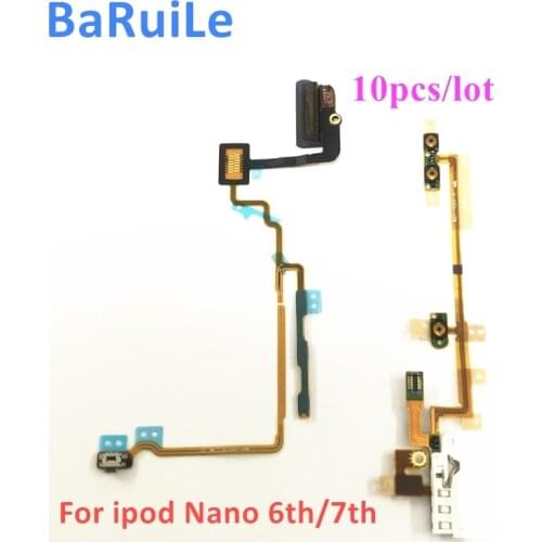 BaRuiLe 10pcs Power Volumn Audio Jack Flex Cable For iPod Nano 6 7 6th 7th Gen Switch On Off Button Ribbon Repair Parts