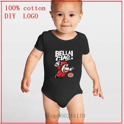 Bella ciao bros La Casa De Papel printed Baby Bodysuits Funny Newborn Short Sleeve Body Baby Boy Girl Onesie Romper Clothes