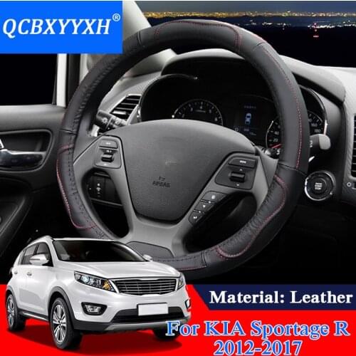 QCBXYYXH Car Styling For KIA K2 KX Cross K3 Forte SportageR Steering Wheel Cover Leather steering-wheel Cover Interior accessory