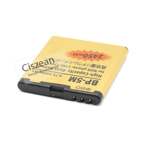 Ciszean 10pcs/lot BP-5M BP5M BP 5M Gold Replacement Battery For Nokia 7390 5610XM 5611XM 5700XM 5710XM 6110C 6200C 6220C 2450mAh
