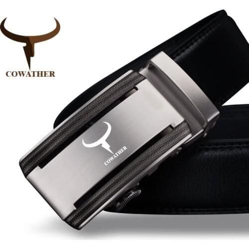 COWATHER 2019 new 100% cow genuine leather belts for men high quality alloy automatic buckle belt cinto masculino original