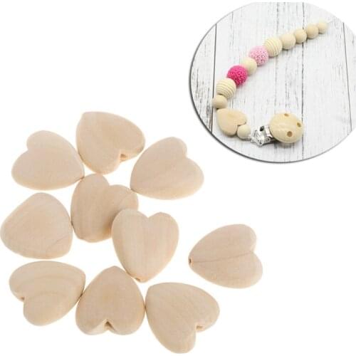 Mini Wood Love Hearts Bead 20mm No Varnish DIY Beads Baby Teether Wooden Teething Beads