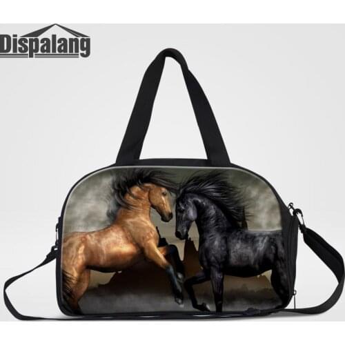 Dispalang Men Custom Hand Luggage Travel Duffel Animal Horse Print Weekend Travel Tote Women Canvas Messenger Bag For Traveling