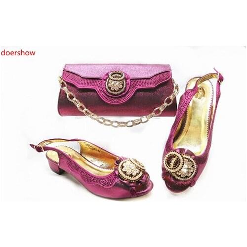 Doershow nice Style Elegant Shoes And Matching Bags Set Italian Shoes And Bags To Match Shoes And Bag Set For party SBR1-13