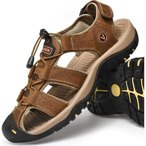 GSLMOLN Men's Leather Sandals