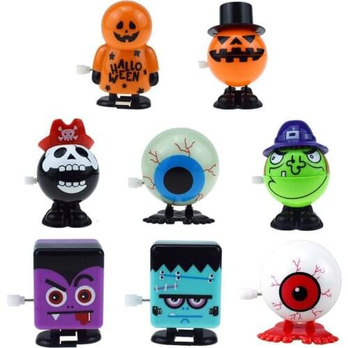 1pc Novelty Cartoon Ghost Pumpkin Eye Shape Clockwork Toy Halloween Walking Model Funny Kids Gifts Toys Trick Props