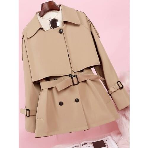 Short Trench Coat Womens Autumn Popular Petite Clothing High British Style Coat Spring Temperament Coat All-Matching