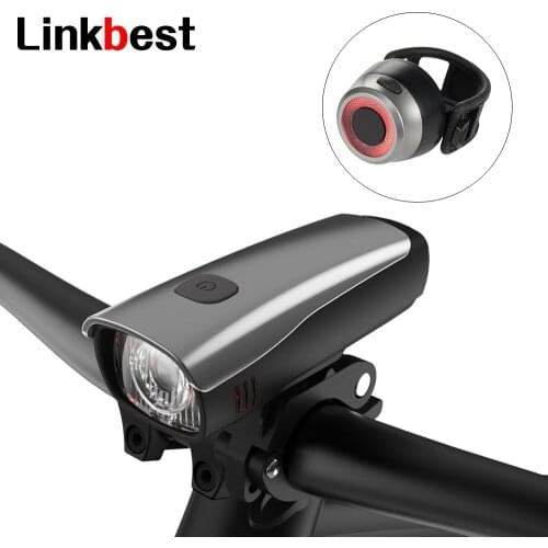 Linkbest 300 Lumens USB Rechargeable LED Bike Light Set Ultra-compact safety-8 hrs Run Time-Side light-Fits ALL Bikes