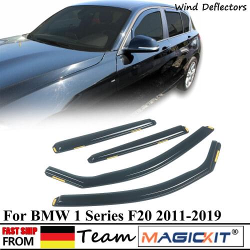 Magickit 4Pc For BMW 1 Series F20 5-doors 2011-2019 Rain Wind Deflectors Smoked Tinted