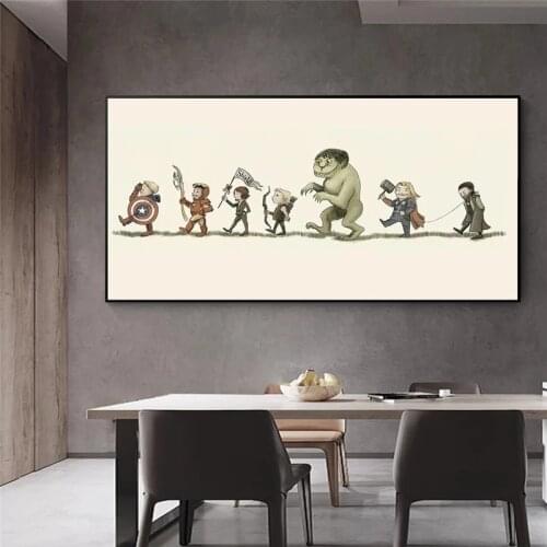 Lovely Marvel Avengers Superhero Canvas Painting Captain America Thor Hulk Comics Posters and Prints Wall Picture for Home Decor