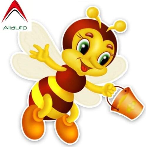 Aliauto Cartoon Car Sticker An Industrious Bee Decoration PVC Cover Scratch Decal for Honda Toyota Volkswagen Renault,15cm*15cm