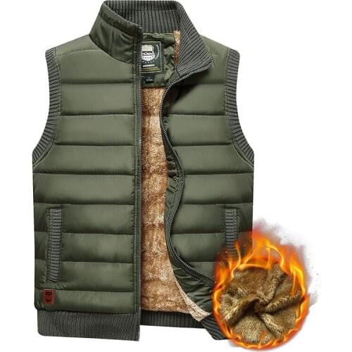 2021 Large Size 5XL Winter Fleece Thick Warm Vest Men Casual Outwear Sleeveless Jacket Male Waistcoat Multi Many Pocket Vest