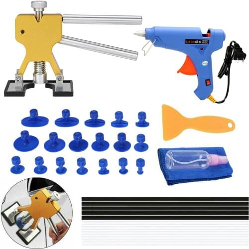 Paintless Dent Repair Tools Kit Dent Lifter Puller Glue Tabs Glue Gun Tools Glue Sticks 33pcs EU/US Plug