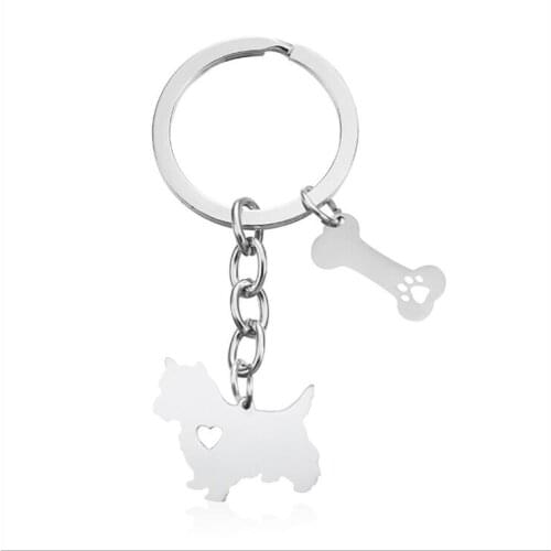 Norwich Terrier pendant keychain with bone